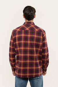 Cooma Mens Flanno Semi Fitted Shirt - Deep Maroon