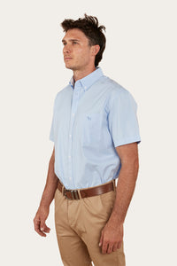 Heritage Mens Short Sleeve Dress Shirt - Blue Chambray