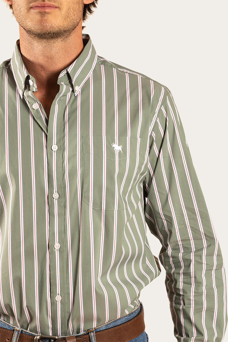 Heritage Mens Stripe Dress Shirt - Green