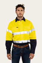 Broken Hill Mens Full Button High Vis Work Shirt - Neon Yellow