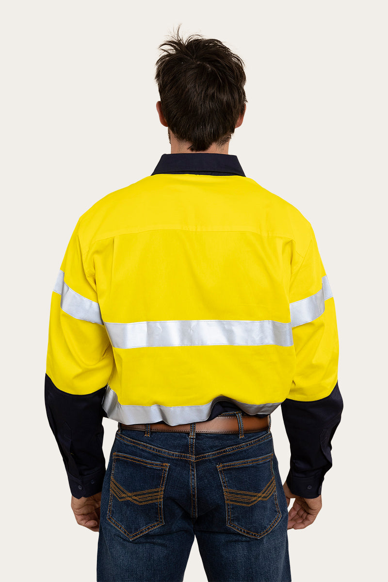Broken Hill Mens Full Button High Vis Work Shirt - Neon Yellow