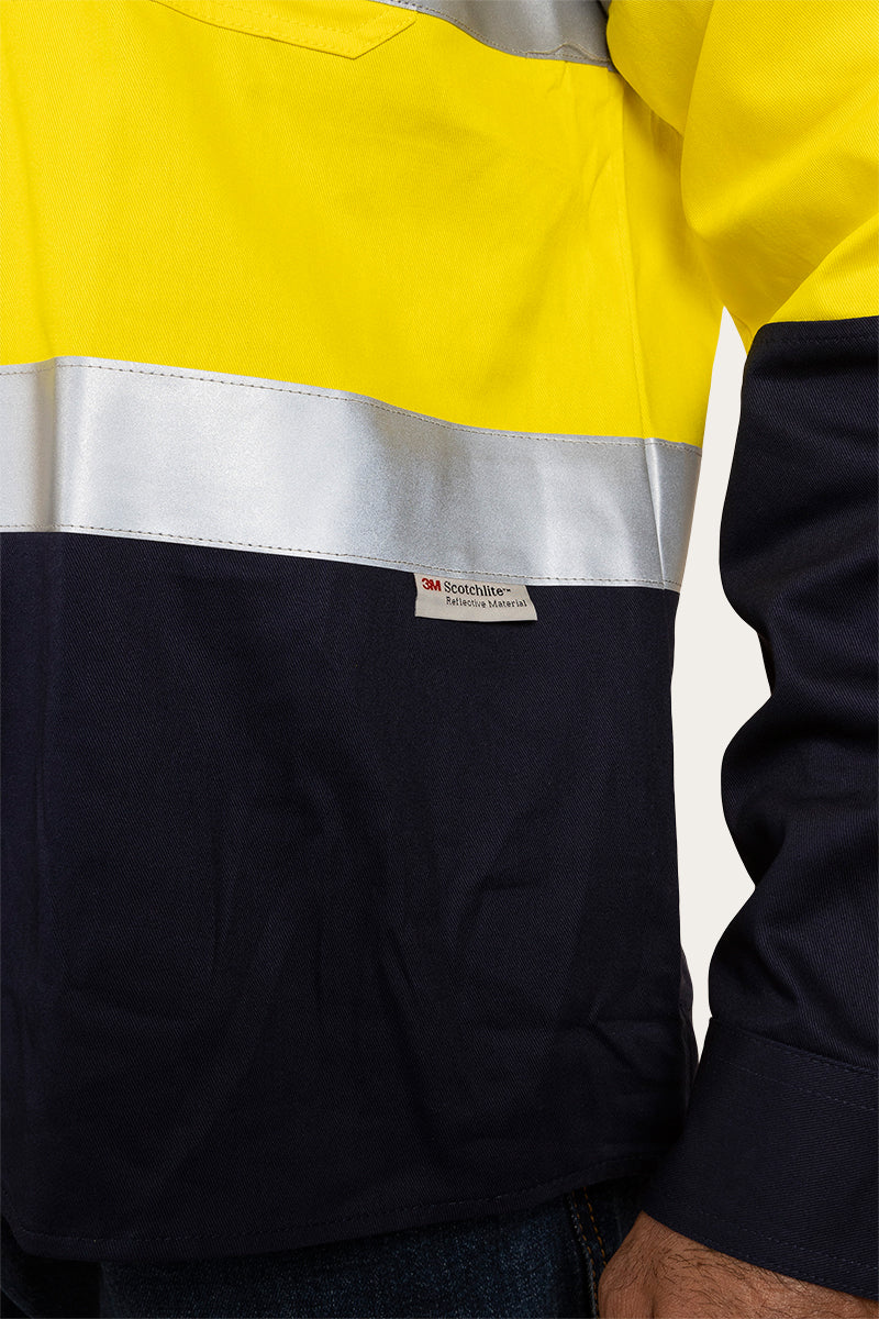 Broken Hill Mens Full Button High Vis Work Shirt - Neon Yellow