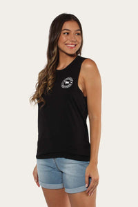 Signature Bull Womens MUSCLE TANK - Black with White Print