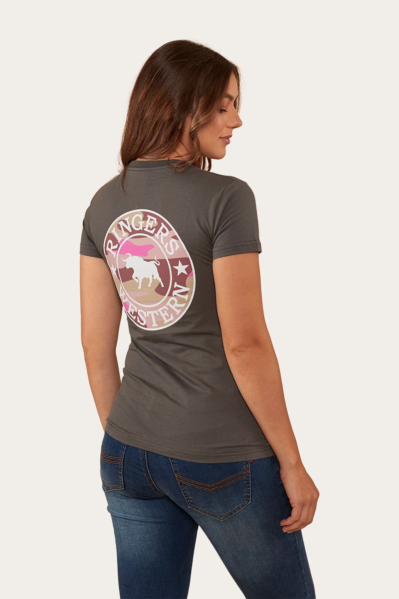 Signature Bull Womens Classic Fit T-Shirt - Vintage Black/Pink Camo