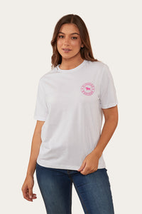 Signature Bull Womens Loose Fit T-Shirt - White/Candy