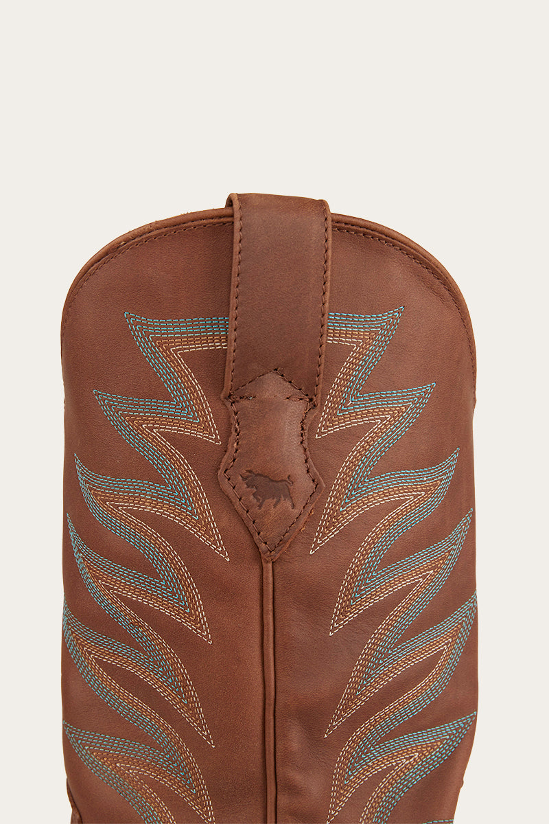 Longreach Womens Cuban Heel Boot Saddle Tan