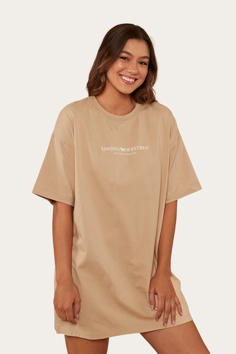 Journey Womens T-Shirt Dress - Dark Sand