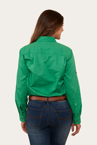 Pentecost River Womens Half Button Work Shirt - Kelly Green/Navy