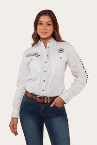 Signature Jillaroo Womens Full Button Work Shirt - White/Navy