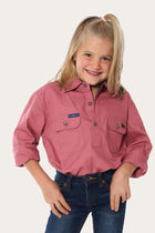 Ord River Kids Half Button Work Shirt - Dusty Rose