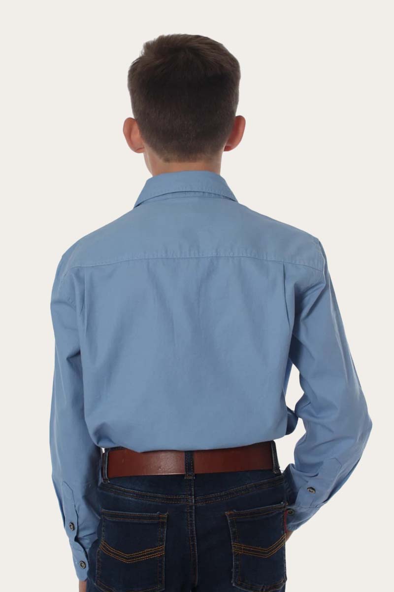 Ord River Kids Half Button Work Shirt - Denim Blue
