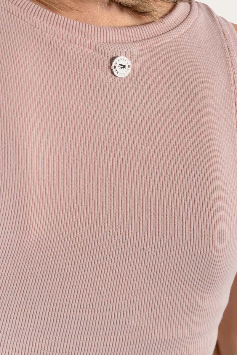 Paige Womens Cropped Rib Tank - Dusty Pink
