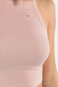 Paige Womens Cropped Rib Tank - Dusty Pink