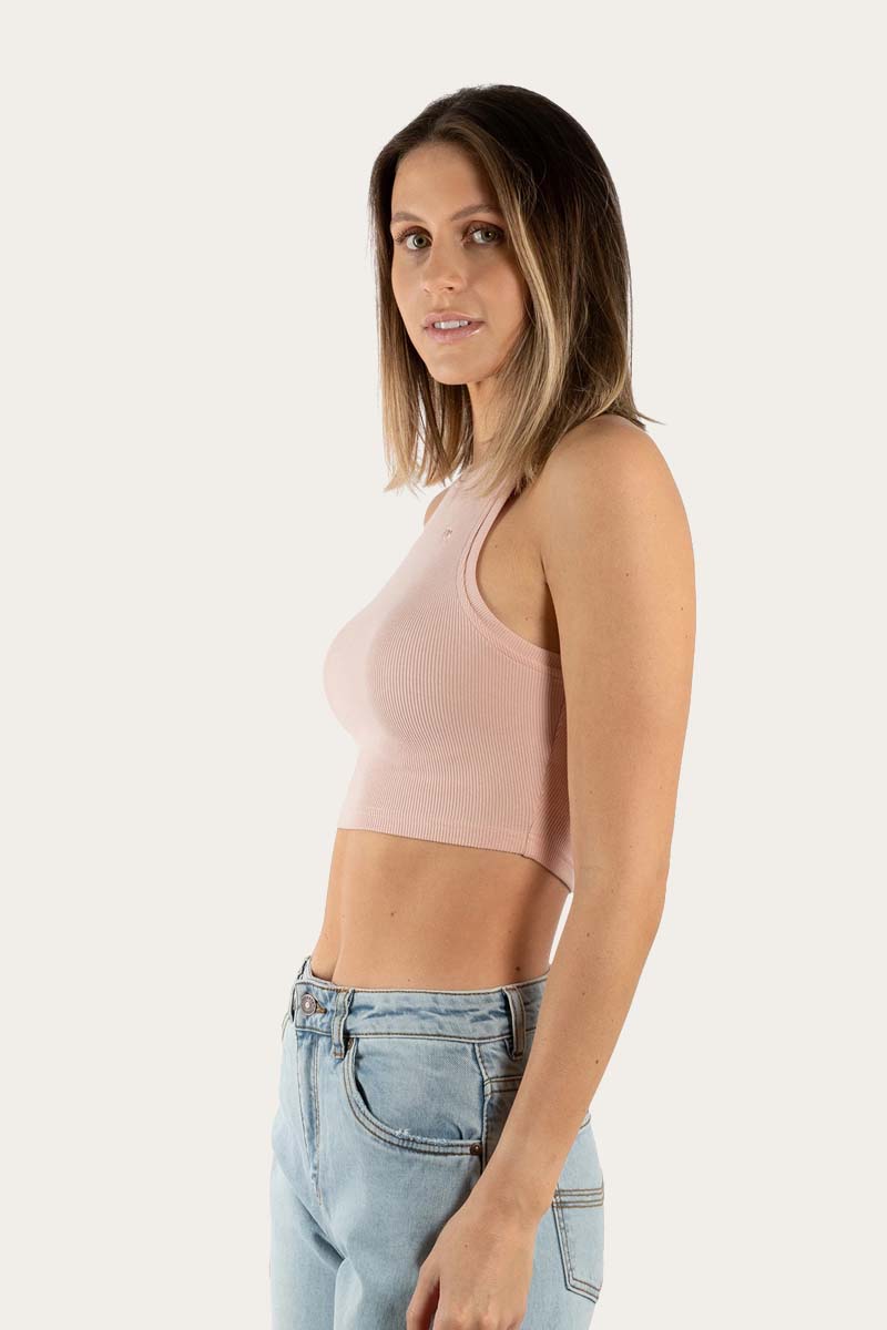 Paige Womens Cropped Rib Tank - Dusty Pink