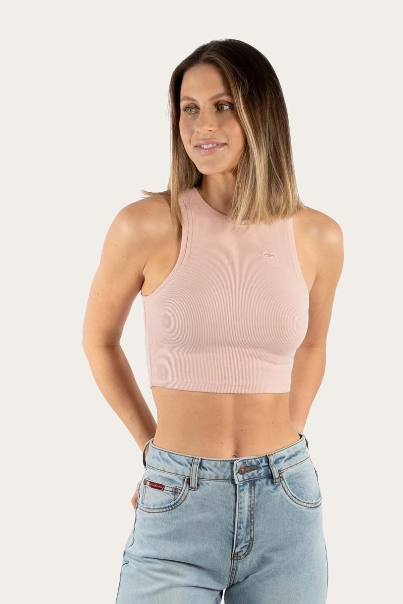 Paige Womens Cropped Rib Tank - Dusty Pink