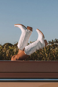 Olivia Womens Cuban Heel Western Boot - White/White