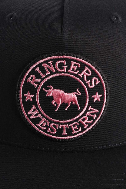 Signature Bull Trucker Black with Black & Pink Patch