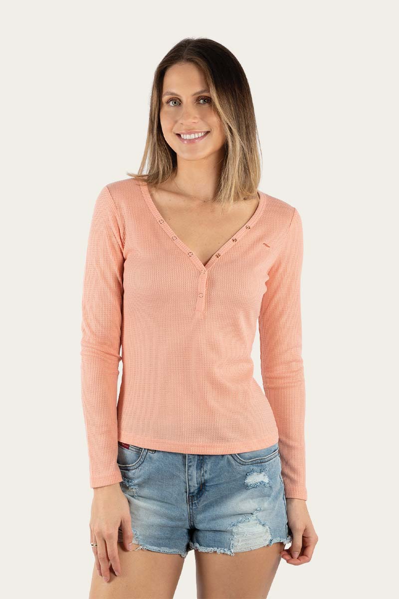 Fraser Womens Fitted Long Sleeve Top - Dusty Pink