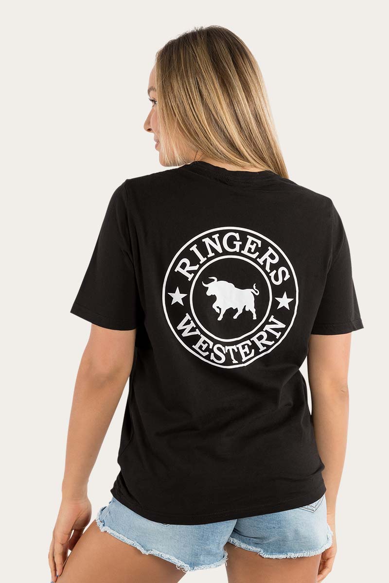Signature Bull Womens Loose Fit T-Shirt - Black/White