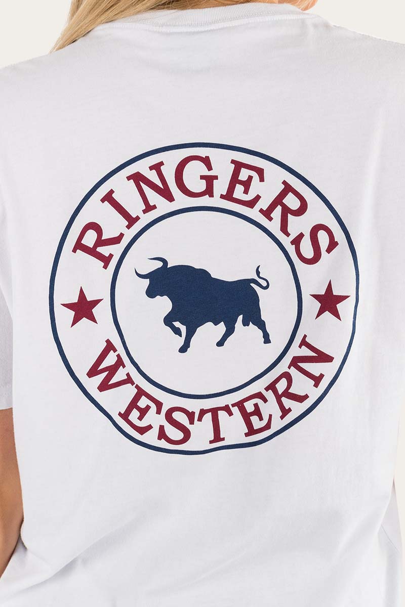 Signature Bull Womens Loose Fit T-Shirt - White/Multi