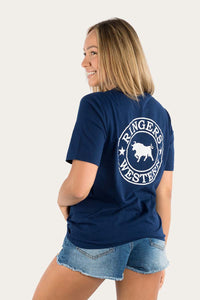 Signature Bull Womens Loose Fit T-Shirt - Navy/White