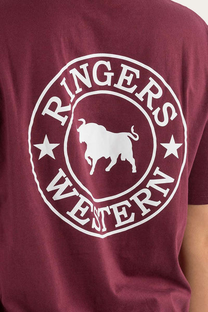 Signature Bull Womens Loose Fit T-Shirt - Burgundy/White