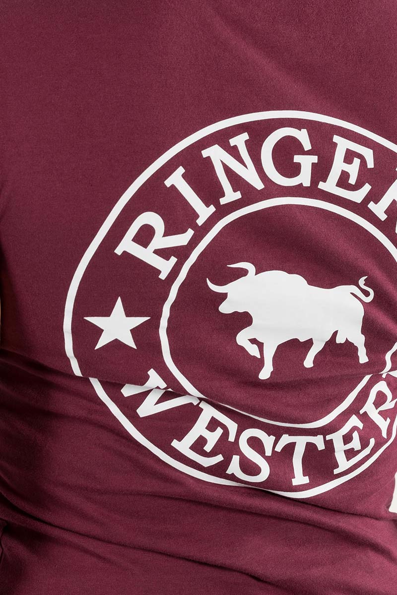 Signature Bull Womens Classic Fit T-Shirt - Burgundy/White