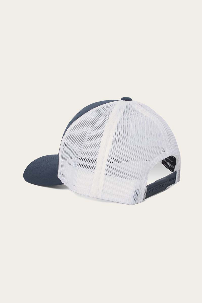 Signature Bull Kids Trucker Cap - Navy & White with Navy & Red Patch