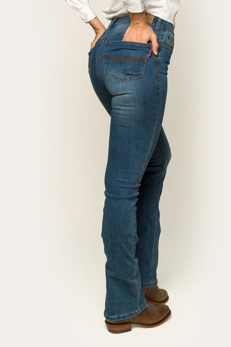 Penny Womens High-Rise Bootleg Jeans - Vintage Blue Wash