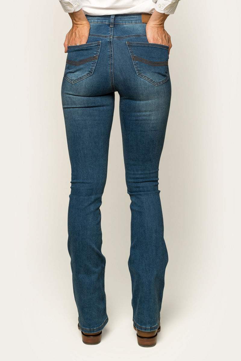 Penny Womens High-Rise Bootleg Jeans - Vintage Blue Wash
