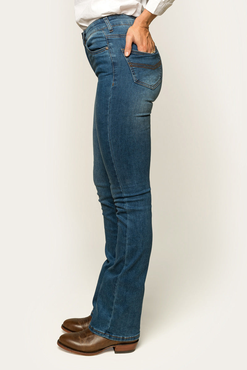 Penny Womens High-Rise Bootleg Jeans - Vintage Blue Wash