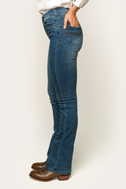 Penny Womens High-Rise Bootleg Jeans - Vintage Blue Wash