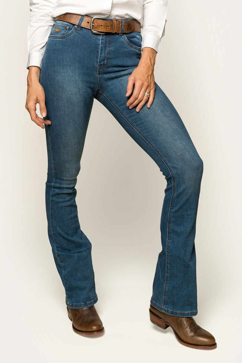 Penny Womens High-Rise Bootleg Jeans - Vintage Blue Wash