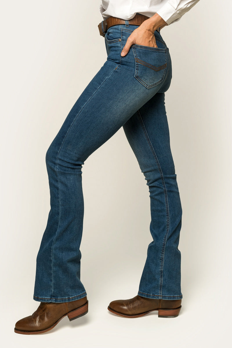 Penny Womens High-Rise Bootleg Jeans - Vintage Blue Wash