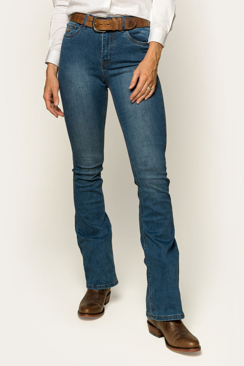 Penny Womens High-Rise Bootleg Jeans - Vintage Blue Wash