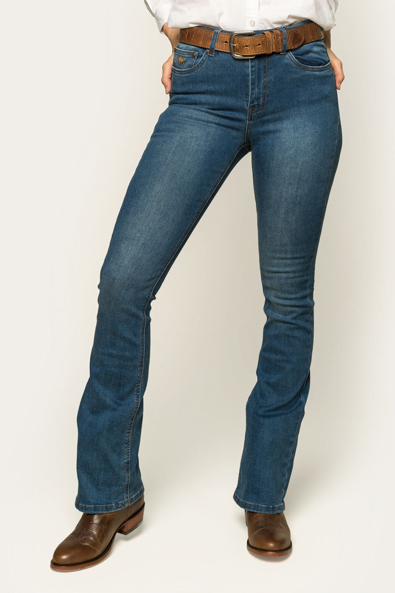 Penny Womens High-Rise Bootleg Jeans - Vintage Blue Wash